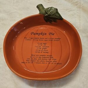 Croft & Barrow Orange  Pumpkin Pie Baking Dish With Recipe